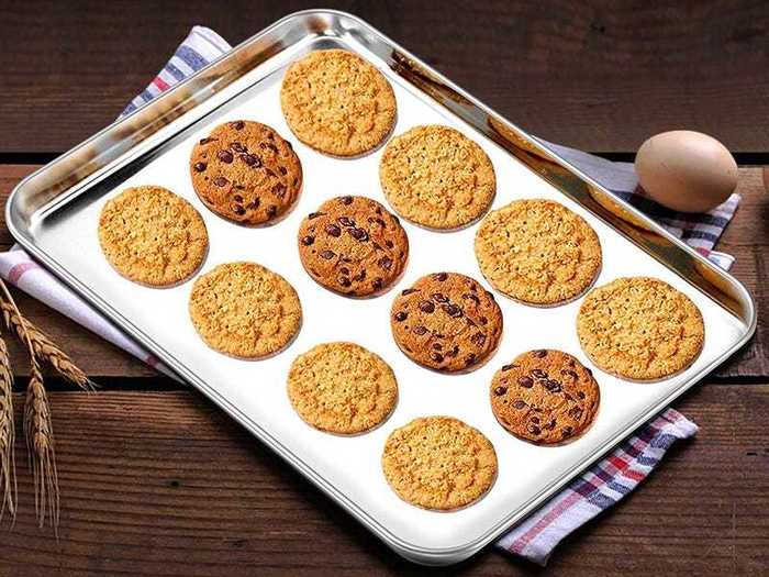 A rimmed baking sheet ideal for cookies