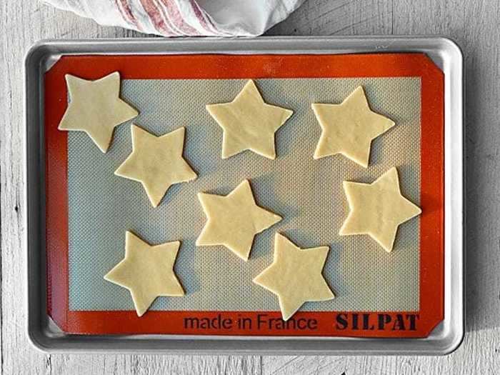 A silicone baking mat to prevent sticking