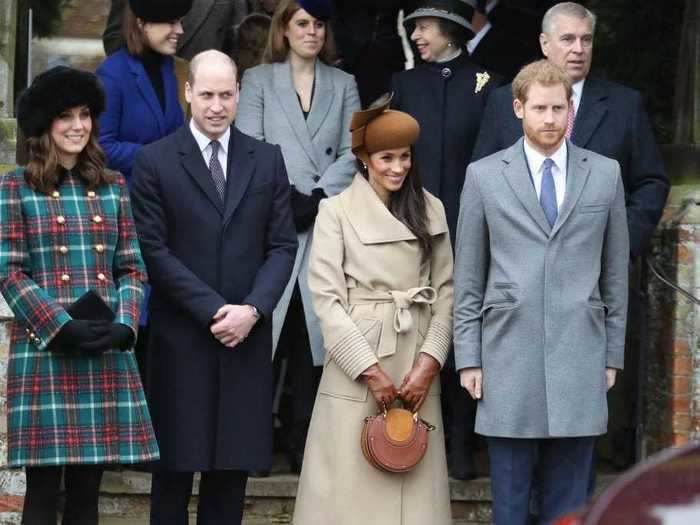 Meghan Markle made her first appearance with Harry, William, and Middleton on Christmas Day 2017, earning the group the nickname "the Fab Four."