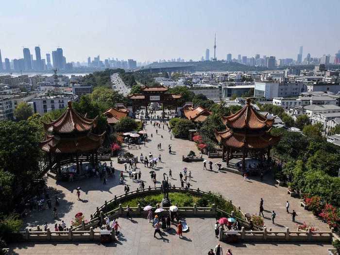 Yellow Crane Tower in Wuhan, China, stands as a symbol for the city.