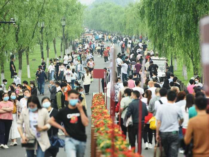 While there are clearly fewer visitors, the park was still packed with people celebrating the holiday this year.