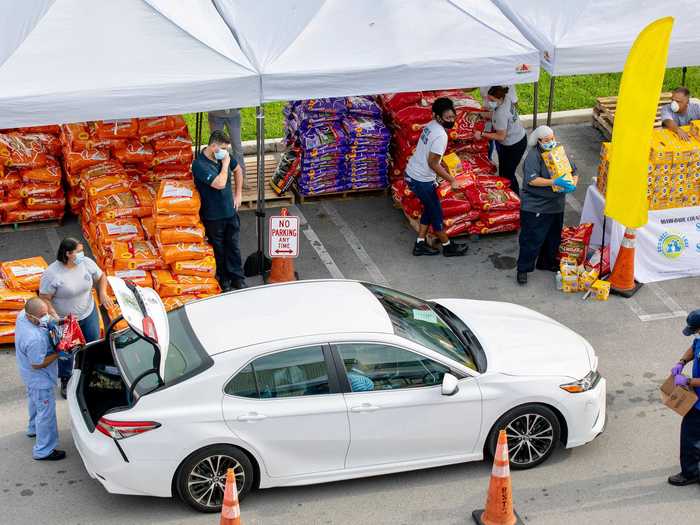 Food banks have also shifted to drive-thrus.