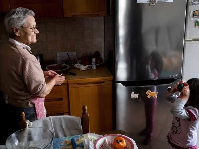 In Italy, a family of four generations spent the coronavirus lockdown together.