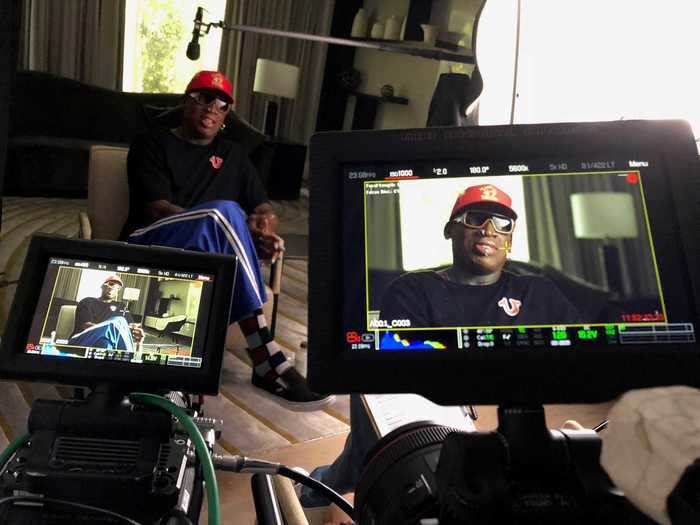 Dennis Rodman was interviewed in a hotel suite