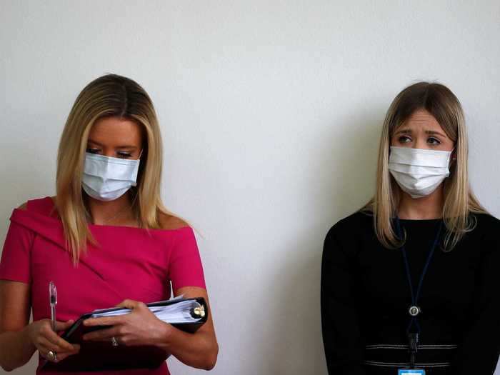 White House press secretary Kayleigh McEnany was also seen wearing a face mask.