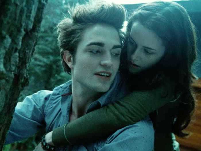 The line that Edward says before running through the forest with Bella — "hold on tight, spider monkey" — was chosen by Pattinson.