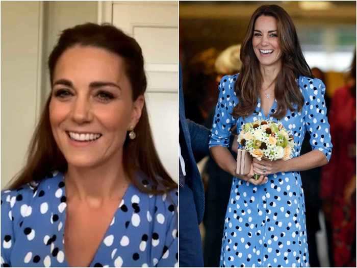 Most recently, she rewore a polka dot Altuzarra dress for a joint video message with royal family members for International Nurses