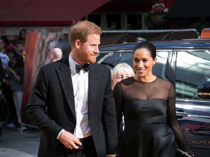 The royal couple dressed up in black outfits to attend the UK premiere of "The Lion King" in 2019.