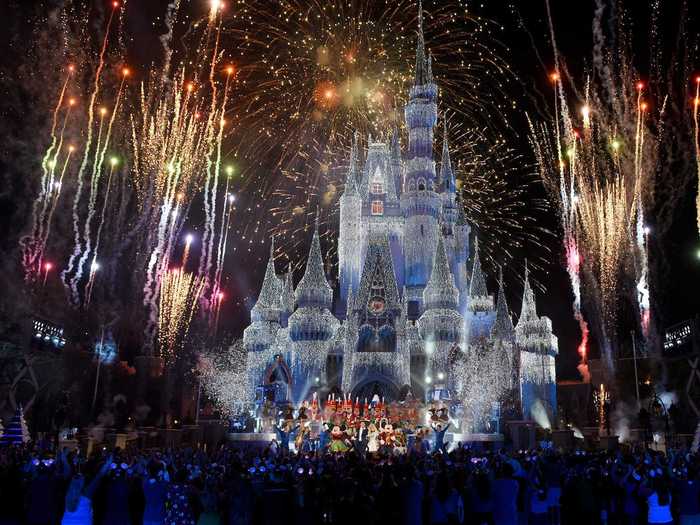 For the first time in 2007, Disney draped twinkling lights over Cinderella Castle.