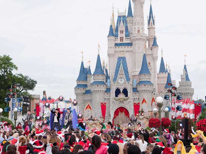 Cinderella Castle is often decorated for the annual Disney Parks Christmas Day Parade.