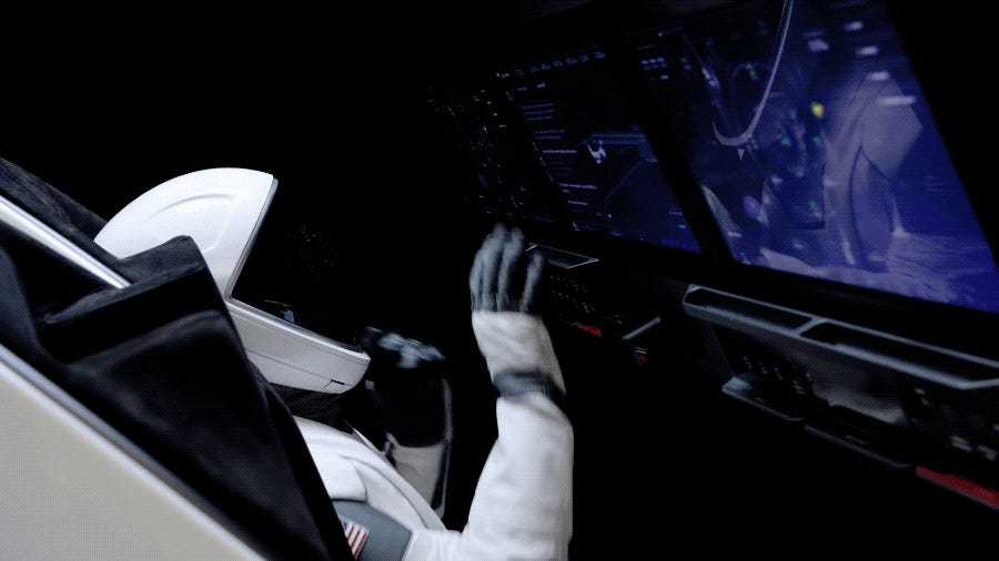 spacex crew dragon spaceship digital touchscreen docking controls international space station youtube sm