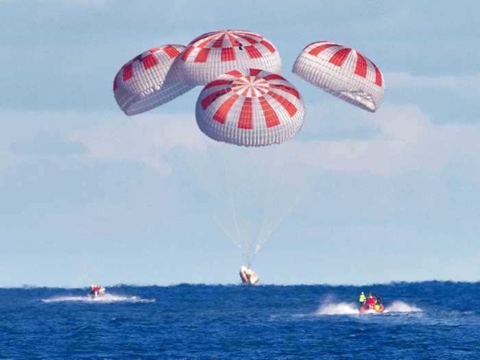 Minutes later, Crew Dragon will deploy a series of parachutes to splash down in the Atlantic Ocean just off the coast of Cape Canaveral.