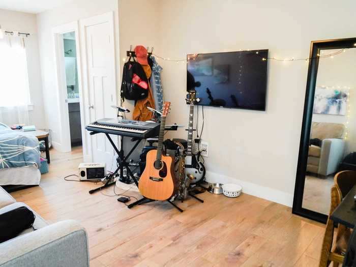 To prepare my room for Dance Church, I pushed all my furniture to the walls for as much dance space as possible.