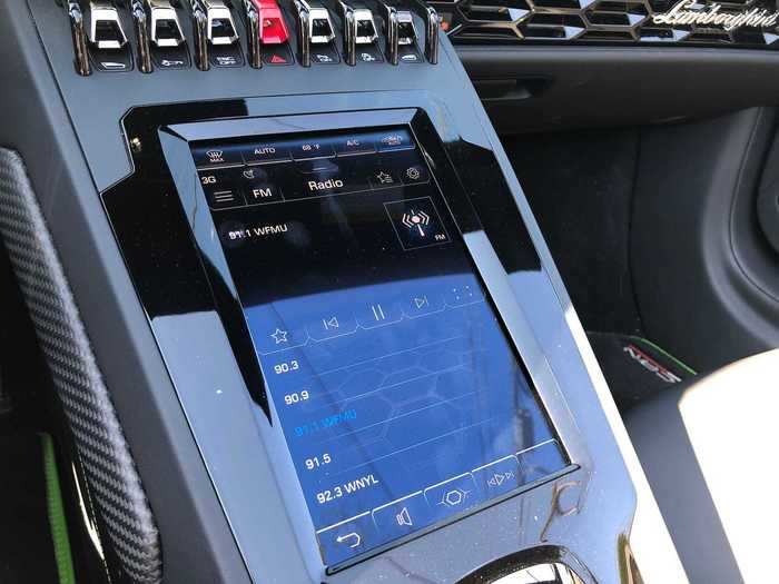 Infortainment runs on a new, single touchscreen with an interface that is frankly kind of difficult to manage and nothing you want to be fiddling with while the Huracán is in motion.