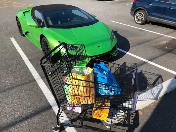 I came up with a frunk challenge for the the Huracán. Could it take on a few days worth of groceries?