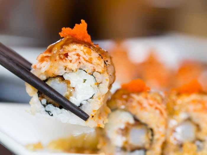 Stay away from ordering foods like sushi or other uncooked animal products that will go off faster.