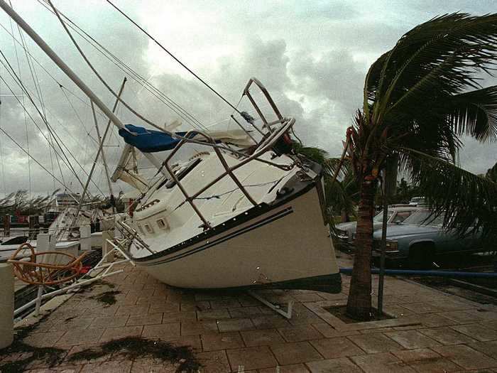 When it hit Florida, Hurricane Andrew had winds strong enough to blow this sailboat ashore.