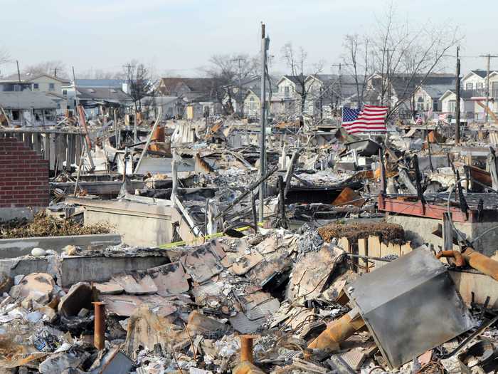 Several fires broke out because of the storm, burning through neighborhoods.