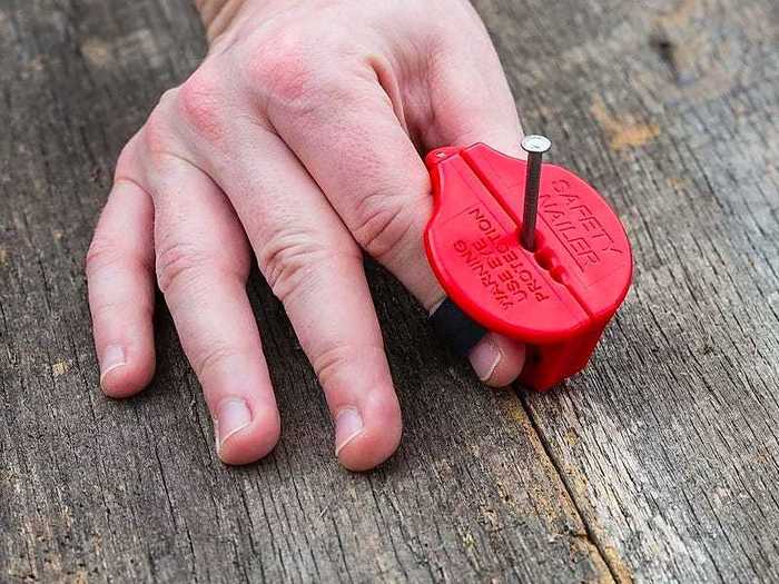 A small tool that protects your fingers when you hammer nails