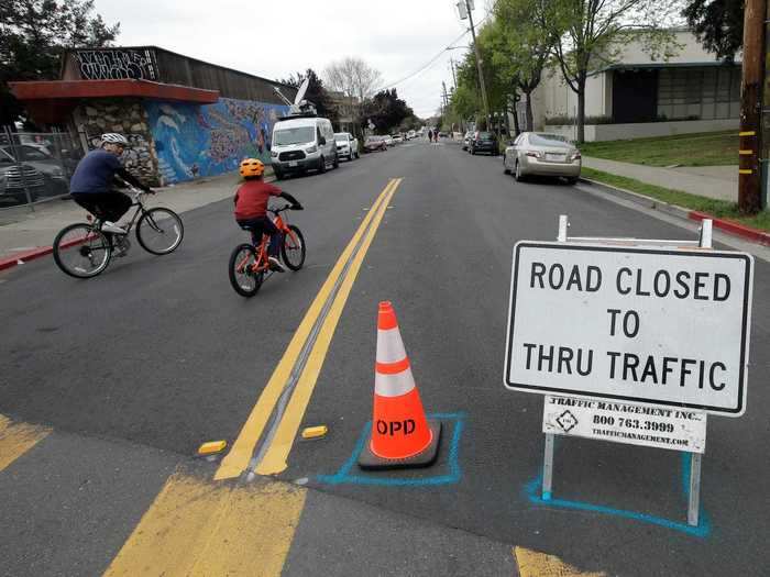 Oakland, California, announced a "slow streets" initiative, which is setting aside 10% of the city