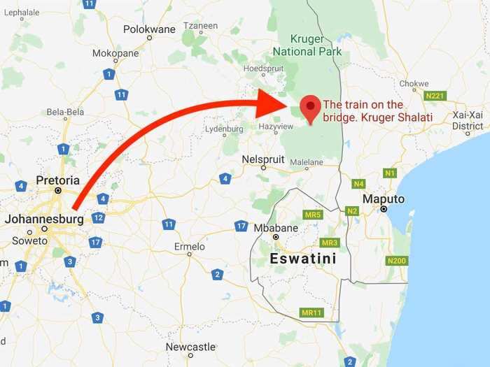 The future site of Kruger Shalati is a five-hour drive from Johannesburg, in the heart of Suzuka, the largest rest camp in Kruger.