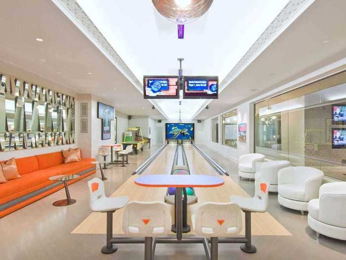 The home is chock full of amenities including a two-lane bowling alley ...