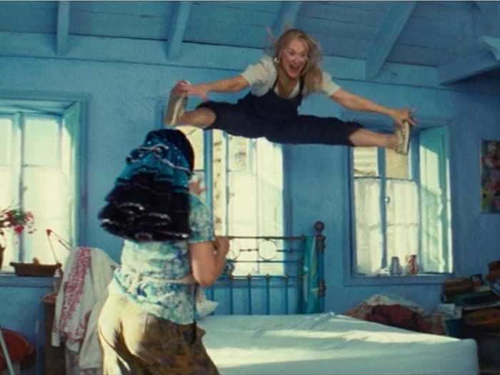 Meryl Streep really did the splits in the first film.