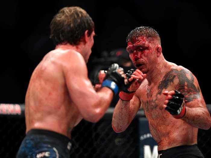 Elkins was wearing a mask of blood before the fight had finished.