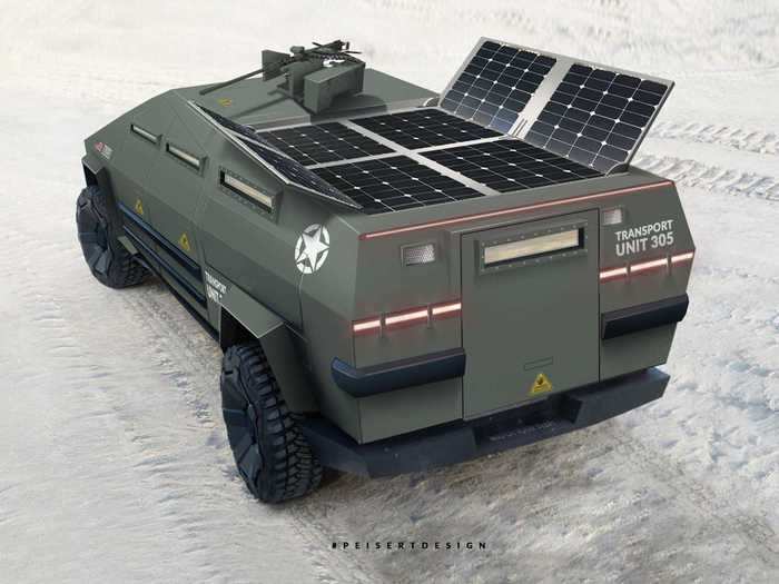 This includes the "Next Humvee" armored military transport vehicle with solar panels ...