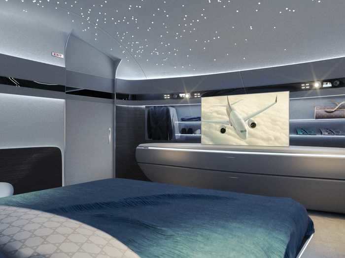 The star-shaped LED lights in the ceilings also give the appearance of sleeping under the stars while flying directly under them in the upper altitudes.