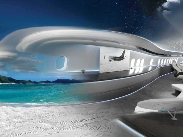 This particular interior is intended to mirror a tropical beach landscape but like the aircraft
