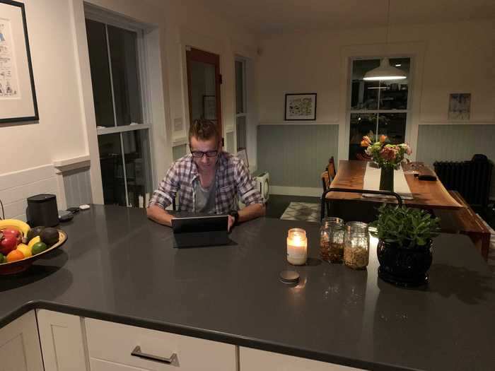 After dinner, Constable spends another hour on his iPad sending emails before bed.