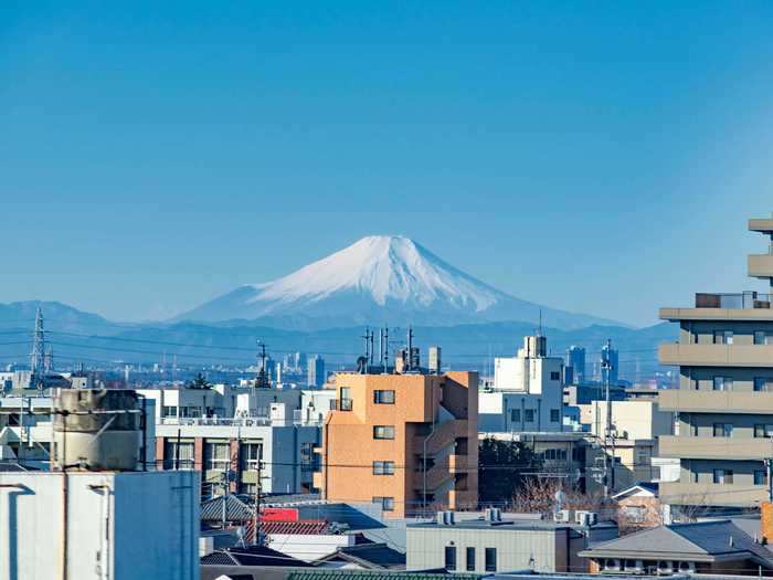 During my trip, I saw Mount Fuji for a passing glimpse from a bullet train ...