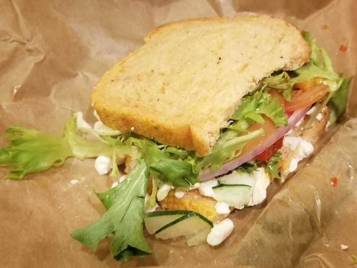 Mediterranean veggie sandwich — $6.29/half