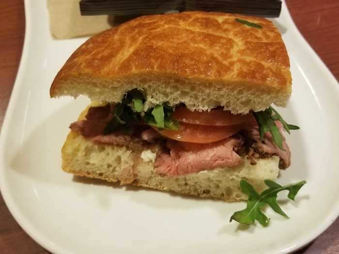 Steak and arugula sandwich — $8.19/half