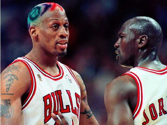 When Rodman made it back to the team, he was put to work, with Jackson leading the Bulls through some intense drills to get him back into playing shape.