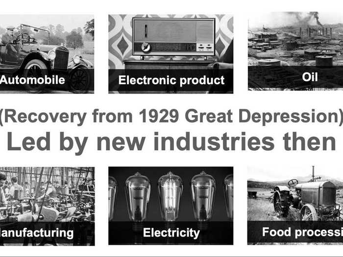 Son showed some industries that flew out of the valley of the Great Depression.