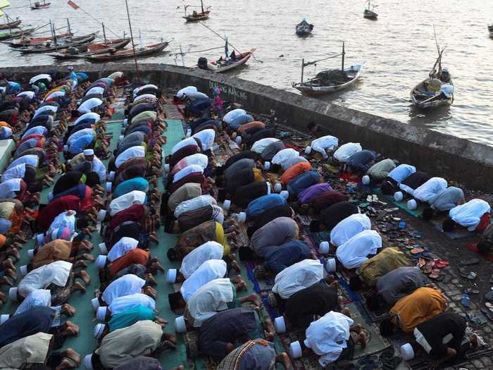 In East Java, Indonesia, Muslims pray at the Al-Mabrur mosque.