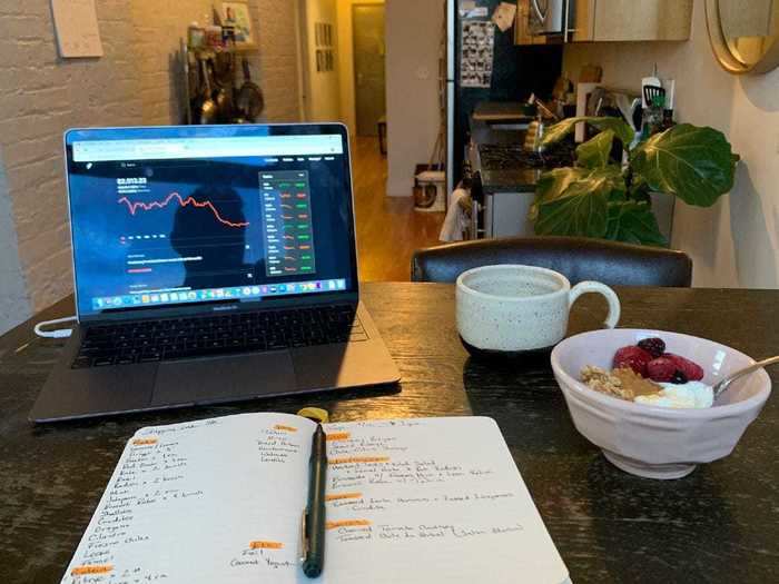 After working out and showering, Carroll sits down at his kitchen table around 9:30 a.m. with a cup of coffee for about an hour to review the day