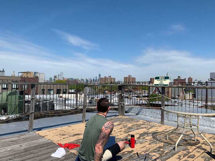 To start his day, he likes to get his blood flowing. Since gyms are closed due to the coronavirus, he has been running outside or doing cardio on his rooftop.