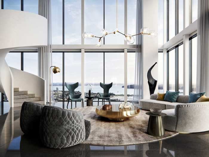 Current plans for the 53rd floor propose an open-concept living area ...