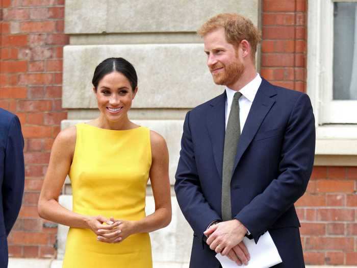 Markle was a ray of sunshine in yellow at the "Your Commonwealth" Youth Challenge Reception in July 2018.