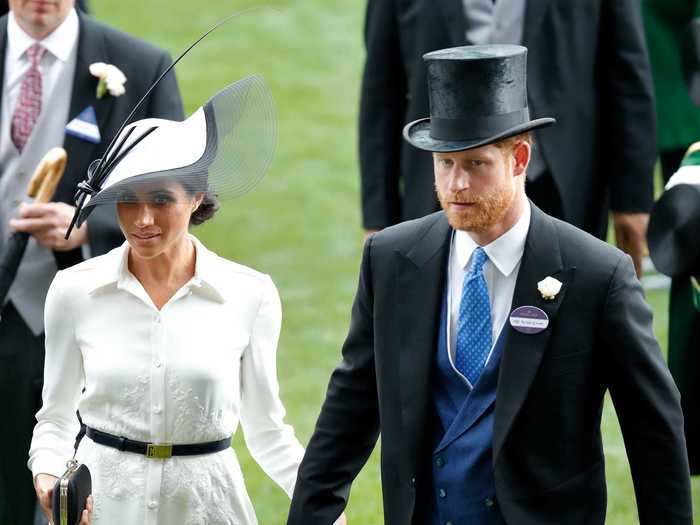 Markle wore Givenchy to attend her first Royal Ascot with Prince Harry in June 2018.