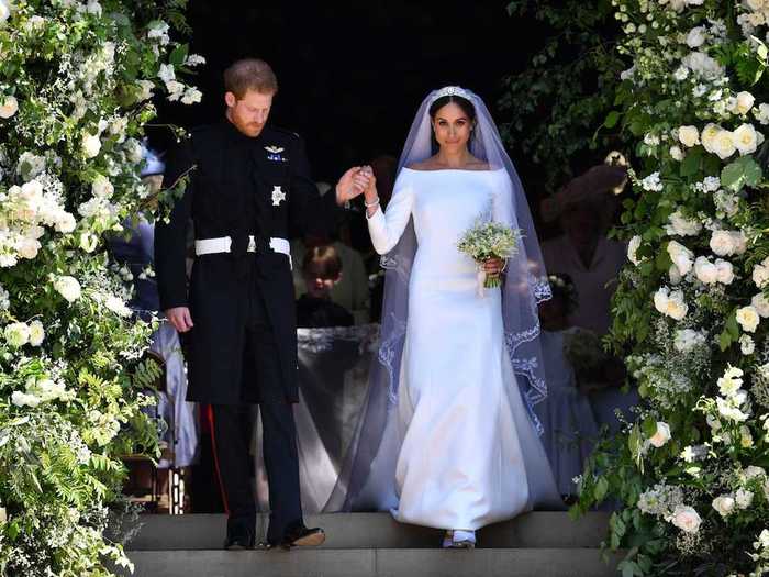 In May 2018, Markle walked down the aisle in a stunning gown designed by Clare Waight Keller of Givenchy.