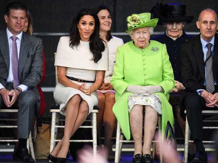 As the Duchess of Sussex, she was expected to sit with a "duchess slant."