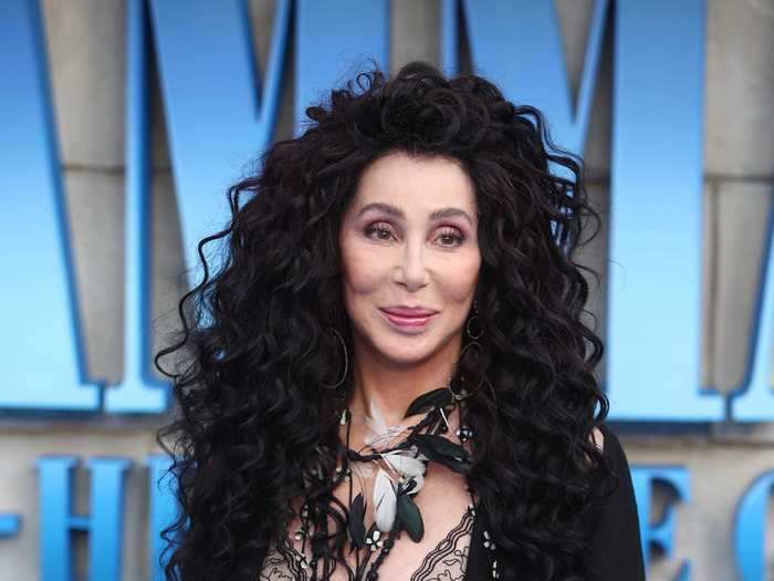 Cher went for another all-black look at the London premiere of "Mamma Mia! Here We Go Again."