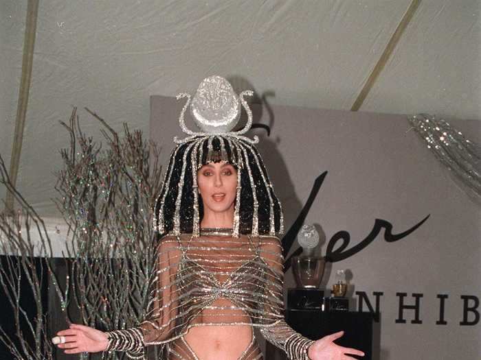 Cher wore an Egyptian-inspired gown to the unveiling of her signature scent, Uninhibited, in 1988.