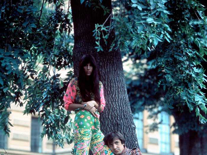 Cher and Sonny wore psychedelic prints when they posed for photos in the early 1960s.