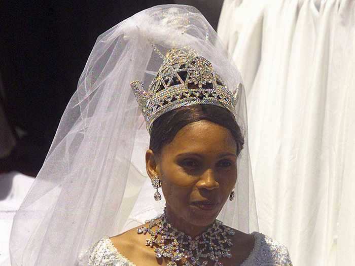 Karabo Motsoeneng married the King of Lesotho in a jewel-encrusted dress, necklace, and crown.