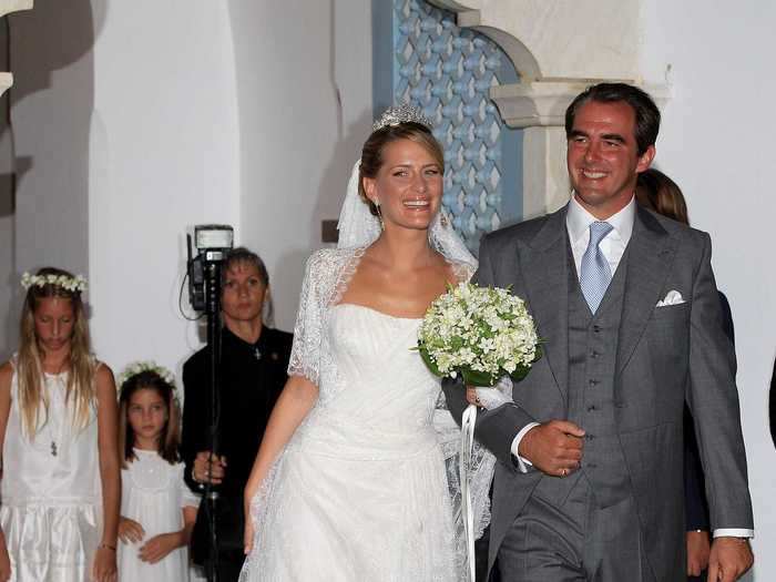 Princess Tatiana of Greece wore a dress by Venezuelan designer Ángel Sánchez.